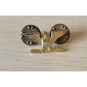 Vintage Gold Tone American Eagle with Shield Military US Badge Pin Tie Tack